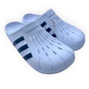 Adidas Mens 10 Adilette Clog White Black Sripe Slip On Lightweight Casual Shoe